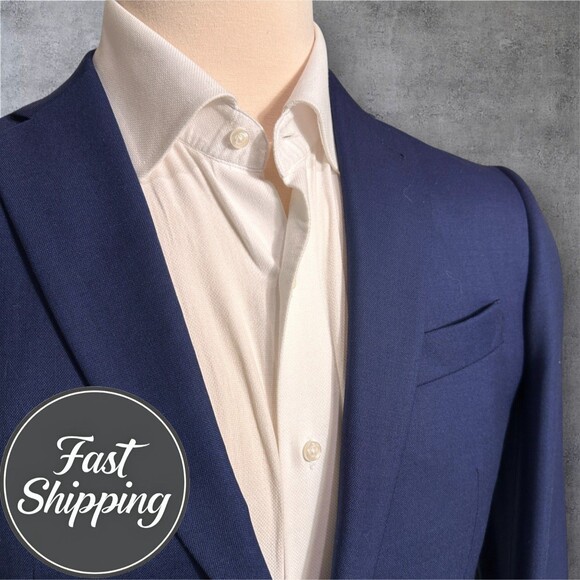 $429 INDOCHINO Mens 40S Wool Navy Blazer 2 Button Sport Coat 2- Vent Jacket Suit - Picture 1 of 14